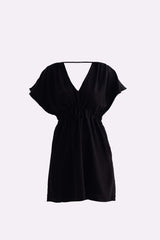 Oversized Gathered Short Dress in Black