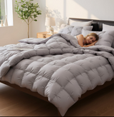 ANYHOUZ Dark Grey Quilted Duvet Cover – Luxury Breathable Puffer Bed Comforter