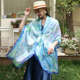 Anyyou 100% Mulberry Silk Sky Blue Scarf Women Luxury Long Shawl – Beach Wear, Swimwear Cover Up, Pashmina Foulard Fashion Accessory