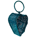 Heart Basket Bag Turquoise - Straw Bag - Iraca Palm Handbag, Top Handle Purse