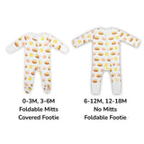 the wee bean dim sum bamboo convertible romper with foldable features sizing