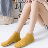 Anyfootwear 5 Pairs One Size 4-5 Mustard Fashion Funny Unisex Cotton Short Socks 3D Stereoscopic Heel Embroidery Cute Candy Color Casual Socks