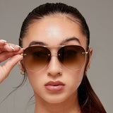 Smaller Megan 2 Faded Brown - Tangle Free Aviator Sunglasses
