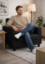 Anyseat 1-Seater Sofa Cover – Plain Black Style Slipcover for Living Room Chair Protection