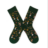 Anyfootwear 5 Pairs Size 5-9 Women Fashion Socks Combed Cotton Abstract Crowned Lady Oil Painting Print Novelty Funny Happy Crew Socks Colorful Casual Christmas Gift