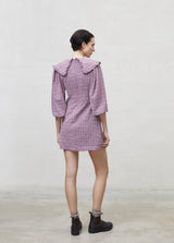 Women checked mini dress - Mauve