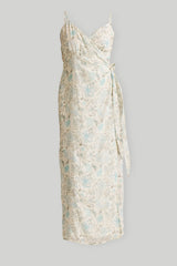 Strappy Wrap Dress in Blue Florals