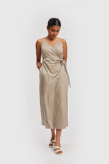 Strappy Wrap Dress in Ecru