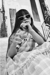 Girl Dress with Puff Sleeves -Cherry