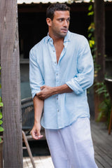 Men's linen shirt Nevada - Sky Blue