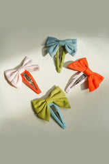 Bow hair clip set - Blue/Green