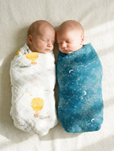 Organic Swaddle Set - Fly Me To The Moon (Starry Night & Hot Air Balloon)