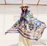 Anyyou 100% Mulberry Silk Navy Blue Scarf Women Luxury Long Shawl – Beach Wear, Swimwear Cover Up, Pashmina Face Shield Foulard Fashion Accessory