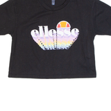 ELLESSE Cropped Womens T-Shirt Black UK 6