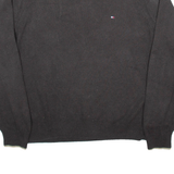 TOMMY HILFIGER Mens Jumper Brown V-Neck Tight Knit L