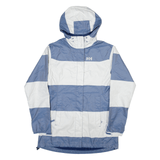 HELLY HANSEN Womens Rain Jacket Blue Hooded Striped S