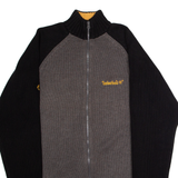 TIMBERLAND Mens Patterned Jumper Grey Colourblock High Neck Chunky Knit S