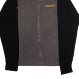 TIMBERLAND Mens Patterned Jumper Grey Colourblock High Neck Chunky Knit S