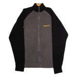 TIMBERLAND Mens Patterned Jumper Grey Colourblock High Neck Chunky Knit S