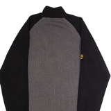 TIMBERLAND Mens Patterned Jumper Grey Colourblock High Neck Chunky Knit S