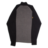 TIMBERLAND Mens Patterned Jumper Grey Colourblock High Neck Chunky Knit S