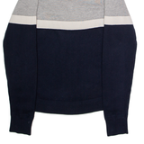 TOMMY HILFIGER Mens Patterned Jumper Blue Crew Neck Tight Knit Wool S