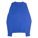 TOMMY HILFIGER Mens Jumper Blue V-Neck Tight Knit L