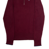 DIESEL Mens Jumper Maroon 1/4 Zip Tight Knit M