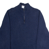 DIESEL Mens Heavy Knit Jumper Blue 1/4 Zip Tight Knit 2XL