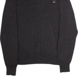 BENCH Mens Jumper Grey V-Neck Tight Knit L