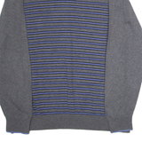 BEN SHERMAN Mens Patterned Jumper Grey Striped Crew Neck Tight Knit XL