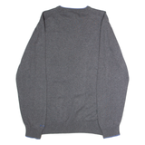 BEN SHERMAN Mens Patterned Jumper Grey Striped Crew Neck Tight Knit XL