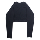 NIKE Ribbed Crop Womens Sweatshirt Black Crew Neck XL