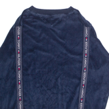 TOMMY HILFIGER Velour Mens Sweatshirt Blue Crew Neck XS