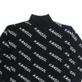 KANGOL Womens Patterned Jumper Black High Neck Tight Knit UK 16