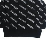 KANGOL Womens Patterned Jumper Black High Neck Tight Knit UK 16