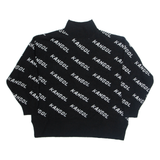 KANGOL Womens Patterned Jumper Black High Neck Tight Knit UK 16