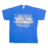 FRUIT OF THE LOOM Finland Lapland Reindeer Mens T-Shirt Blue Crew Neck L
