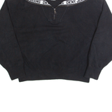 DKNY Cropped Womens Jumper Black 1/4 Zip Tight Knit L