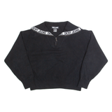 DKNY Cropped Womens Jumper Black 1/4 Zip Tight Knit L