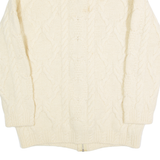 THOMAS KEELING Womens Aran Cardigan Cream High Neck 90s Wool M