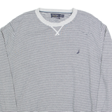 NAUTICA Mens Patterned Jumper Black Striped Tight Knit 2XL