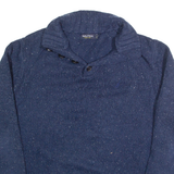 NAUTICA Mens Jumper Blue Button Neck Tight Knit Wool L