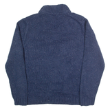 NAUTICA Mens Jumper Blue Button Neck Tight Knit Wool L