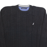 NAUTICA Mens Jumper Black Cable Knit L
