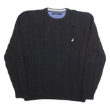 NAUTICA Mens Jumper Black Cable Knit L