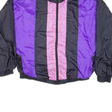Womens Shell Jacket Black Nylon 90s Colourblock 2XL