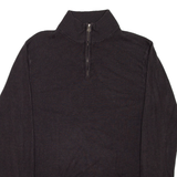 DOCKERS Mens Jumper Brown 1/4 Zip Tight Knit L