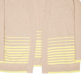 WHITE STUFF Womens Patterned Cardigan Beige Striped Tight Knit UK 10