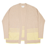 WHITE STUFF Womens Patterned Cardigan Beige Striped Tight Knit UK 10